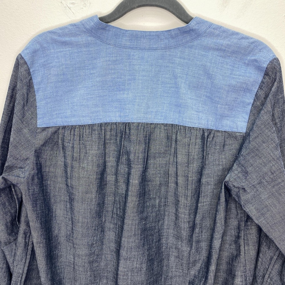 Lands End Pullover Top Womens Small Blue Chambray Long Sleeve Tunic Blouse Shirt - Picture 5 of 10